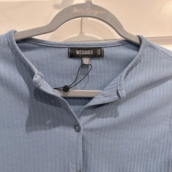 NEW Missguided Ribbed Long sleeve Henley bodysuit - Picture 2 of 5